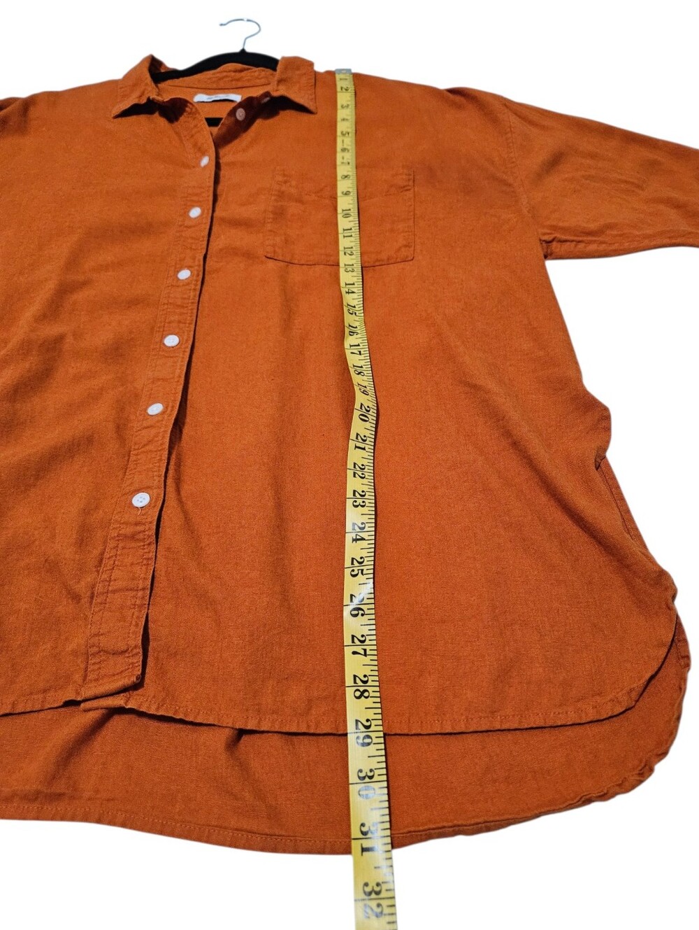 Madewell The Linen-Blend Oversized Shirt in burnt orange XL - Picture 11 of 15